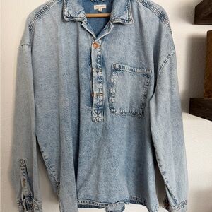 NWT Pilcro Anthropologie Denim Pull Over 2X